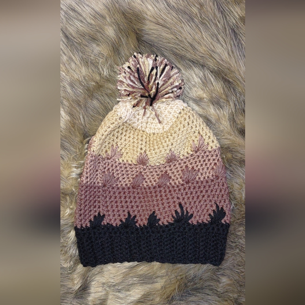 Multicolor Crochet Pom-Pom Beanie